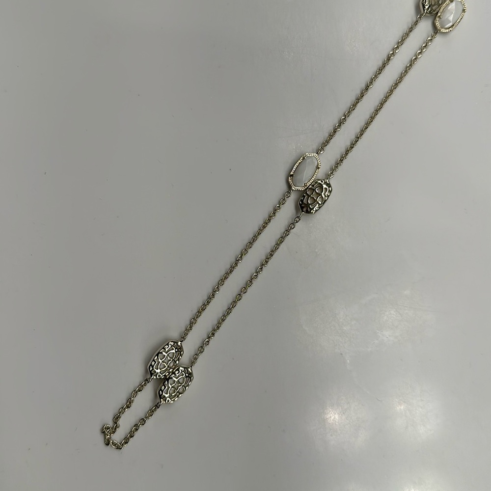 Kendra Scott Kellie Long station necklace - white & gold